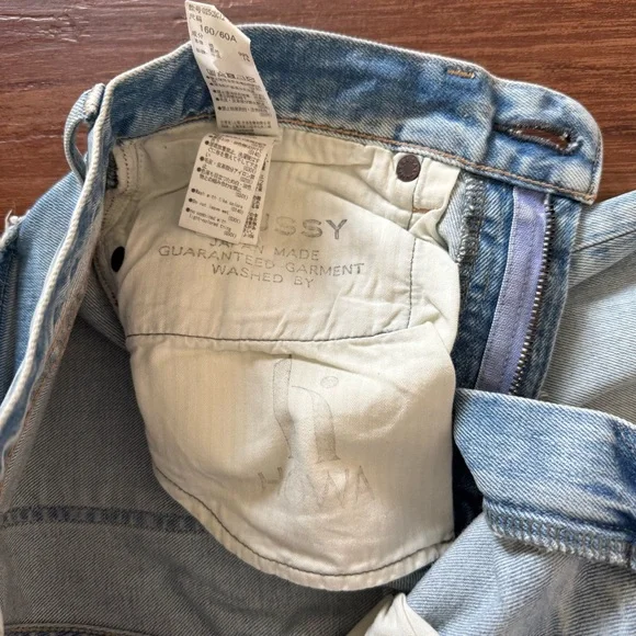 Moussy Vintage Distressed Straight Leg Jeans Sz 25 Light Rinse Howa Japanese - Picture 5 of 6